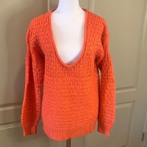 Free People Oversized Orange Knit Sweater S
